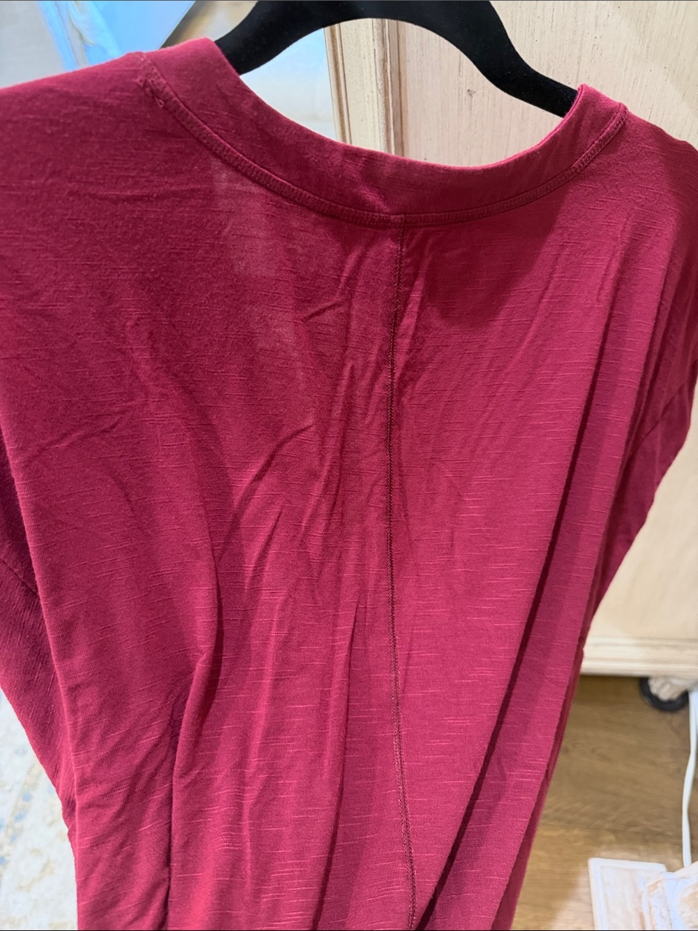 White House Black Market Burgundy V-Neck Short Sleeve Tee - Picture 6 of 9